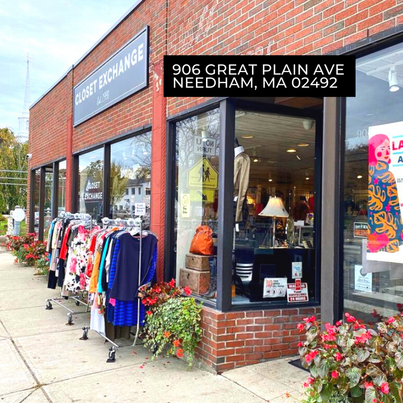 Our main retail consignment store located at 906 Great Plain Ave. Needham, MA 02492. Providing women's luxury consignment in clothing, handbags & accessories.